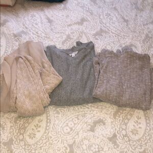 Women's Knit Trio - Gray and Tan